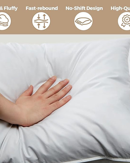 WOLKI Feather Down Alternative Pillows King Size Set of 2, 100% Soft Cotton Shell Bed Pillow, Hotel Sleeping Pillow for Back, Stomach or Side Sleepers 20x36