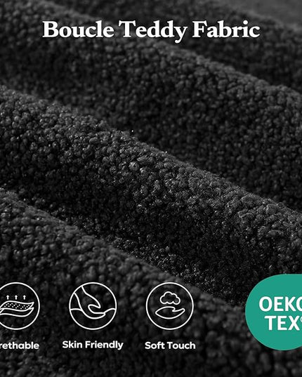 67" Loveseat Sofa, Cloud Modular Couch, Upholstered Floor Sofa with Deep Seat, Upholstered Foam Sofa for Bedroom Living Room, No Assembly Required (Black, Teddy Boucle)