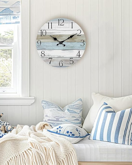 HYLANDA Wall Clock, Silent Non Ticking Wall Clocks Battery Operated, Rustic Wooden Clocks Decorative for Kitchen, Bathroom, Bedroom, Living Room, (8 Inch)