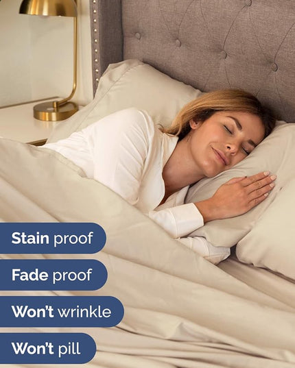 Extra Deep King Sheet Set - 6 Piece Breathable and Cooling Sheets - Hotel Luxury Bed Sheets Set - Easy & Secure Fit - Soft, Wrinkle Free and Comfy Sheets Set - Wheat Sheet Set with Extra Deep Pockets