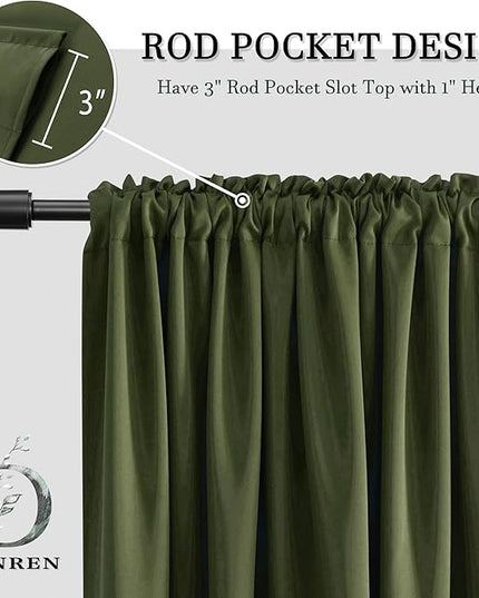 DONREN Dark Olive Green Christmas Deco Blackout Curtains 84 Inch Length for Guest Room - Cedar Green Room Darkening Thermal Insulated for Bedroom Livingroom 52" Wide x 84" Long,2 Panels