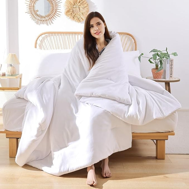 ROSGONIA California King Comforter Set White, 3pcs (1 Boho Cal King Comforter & 2 Pillowcases), All Season Hotel Bedding Bedspread Blanket Quilt