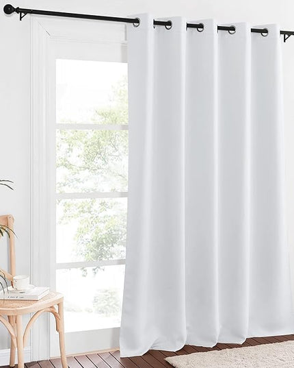 NICETOWN Room Darkening Window Curtains for Farmhouse - Easy Care Solid Thermal Insulated Grommet Doorway Drape for Bedroom/Living Room (1 Panel, W66 by L90, Greyish White)
