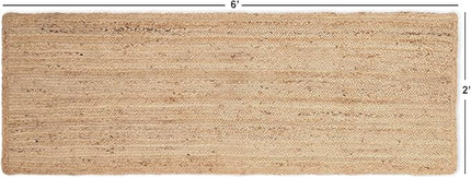 REDEARTH · Area Runner Rug - 2'x6' Braided Natural Jute with Non-Skid Backing - Handwoven Rectangular Boho Rug for Bedroom, Kitchen, Living Room - Farmhouse Aesthetic Home Decor - Handmade Carpet