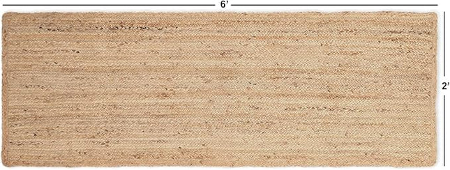 REDEARTH · Area Runner Rug - 2'x6' Braided Natural Jute with Non-Skid Backing - Handwoven Rectangular Boho Rug for Bedroom, Kitchen, Living Room Aesthetic Home Decor - Handmade Carpet, Set of 2