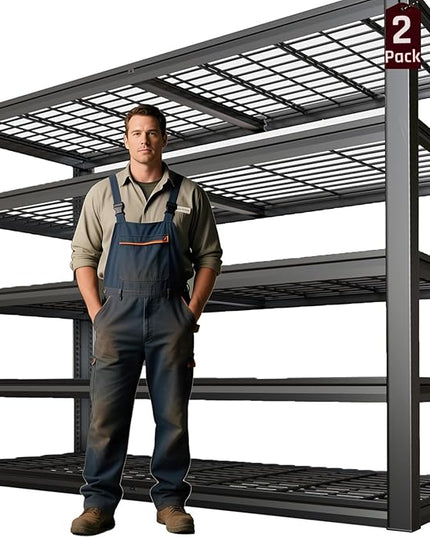 68" Wide Heavy Duty Garage Shelving Units, 5-Tier Deep Storage Shelves,Black Metal Garage Shelves,Steel Shelf,Large Storage Rack,Industrial Shelving for Shop, 68" W x 20" D x 84" H,2 Pack