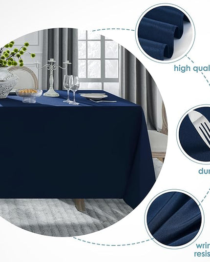 VidaFete Tablecloth 6 Pack 90 * 132inch Rectangle Table Cloth Polyester, Stain Wrinkle Resistant, Rectangular Polyester Table Cover for Kitchen Dinning Party Wedding Buffet Decoration(Navy Blue)