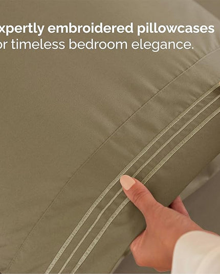 Queen Size 4 Piece Sheet Set - Comfy Breathable & Cooling Bed Sheets Set - Hotel Luxury Bedding for Women, Men, Kids, Teens, Boys & Girls - Deep Pockets, Ultra-Soft, Wrinkle Free - Oeko-Tex - Khaki