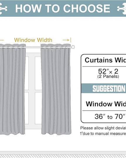ChrisDowa 100% Blackout Curtains for Bedroom with Black Liner, 2 Thick Layers Total Blackout Thermal Insulated Grommet Small Window Curtains 54 Inch Long 2 Panels Set (Dark Grey, 52 x 54 Inch)