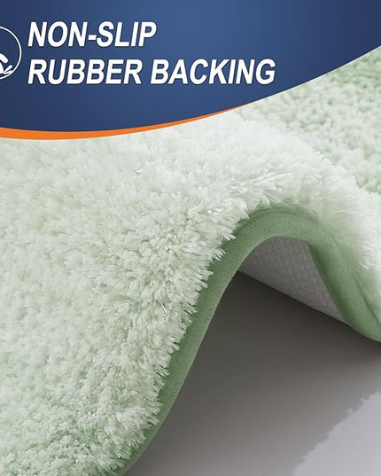 OLANLY Bathroom Rug Set 2 Piece, Soft Absorbent Microfiber Bath Rug Set, Non-Slip, Machine Wash Dry, Plush Shaggy Bath Mats for Bathroom (30"x20"+24"x16", Sage Green)