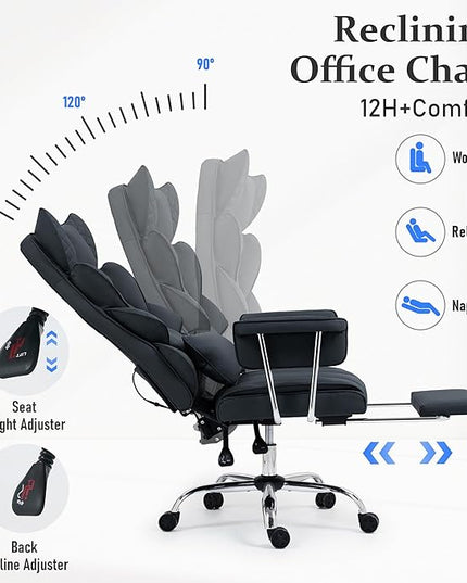 DYHOME 500 lbs Reclining Massage Office Chair with Foot Rest, Executive Home Office Chairs for Heavy People, High Back Computer Desk Chair, Pocket Spring Cushion, Big and Tall Ergonomic Chair, Black
