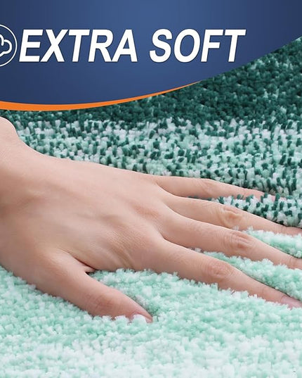 OLANLY Bathroom Rug Set 2 Piece, Soft Absorbent Microfiber Bath Mats and U-Shaped Contour Toilet Rug, Non-Slip, Machine Wash Dry, Plush Shaggy Bath Mats for Bathroom (30"x20"+24"x20", Blackish Green)
