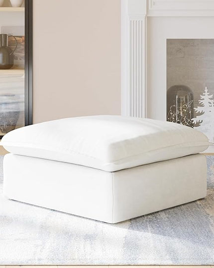 JACH Ottoman Module for Living Room, Cushion Covers Removable, Minimalist Comfy Breathable Ottoman Paired with Sofa Couch for Living Room Apartment, Beige