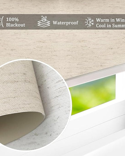 Motorized Blinds with Remote Smart Blackout Shades Electric Curtains Automatic Roller Blinds Shades for Indoor Windows Cordless with Alexa Google Home(Blackout Soft Dune Linen,W27.5X H62)