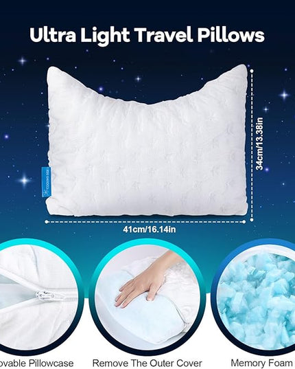 Cooling Side Sleeper Pillow for Neck and Shoulder Pain, Luxury Shredded Memory Foam Curved Bed Pillows for Sleeping Set of 1- Adjustable Travel Pillow Size- Washable Cover Crescent White