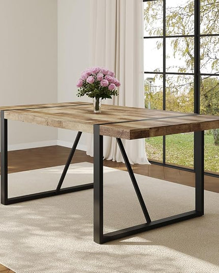 71" Rectangular Dining Table for 6-8, Wood Kitchen Table with Metal Legs, Modern Dinner Table for Home, Kitchen Living or Dining Room