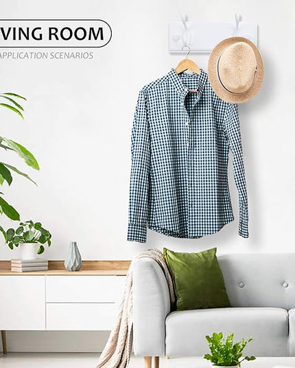 Wooden Coat Rack, Wall-Mounted Organizer for Closet, Entryway, Hallway, Foyer, Bedroom, Heavy Duty Double Hooks for Hanging Towels, Bags, Hats, Jackets, Key (White, 2 Hooks)