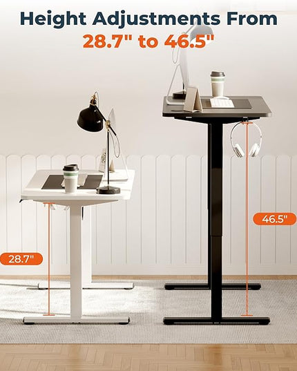 Adjustable Stand Up Desk with Memory Preset, Standing Desks 55 x 24 Inch Electric Home Office Desk Computer Workstation Splice, White Top + White Frame