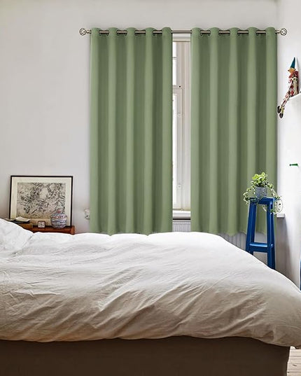 BGment Room Darkening Curtains 63 Inches Long - Grommet Thermal Insulated Drapes Window Treatment Curtains for Bedroom, 2 Panels, 70 x 63 Inch, Grass Green
