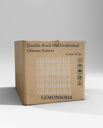 LEMONSODA Double Rock Old Fashioned Whiskey Glasses - Set of 36 Cocktail Glasses (12 fl. oz.) (Lines) [2067] (Set of 36)