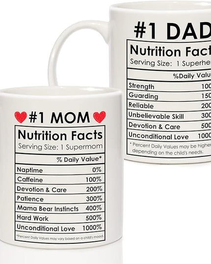 Breezy Valley Best Mom Dad Gift Set, Mom and Dad Coffee Mugs, Christmas Gifts for Parents Birthday Gifts from daughter Son, Anniversary Present for Parents