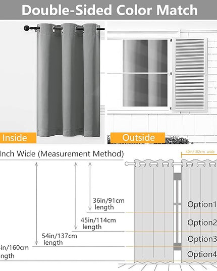 Simplebrand Light Grey Curtains for Bedroom 63 Inch Length 2 Panels Set, Room Darkening Thermal Insulated Energy Saving Curtains for Nursery, Grommet Solid Soft Window Treatment Drapes, W40 x L63