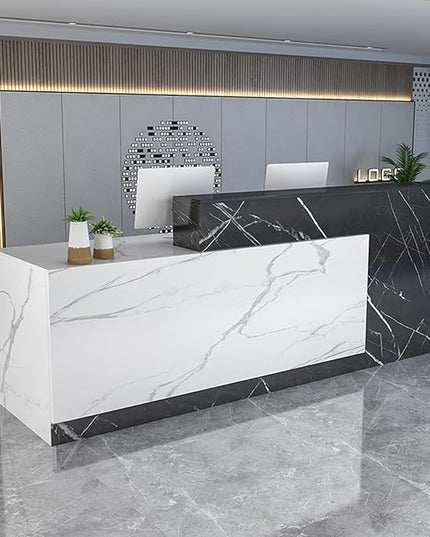 Reception Counter Desk with Lockable Drawers, Modern Retail Counter, Home Office Desk/Table, for Checkout, Office, Beauty Salon, Lobby
