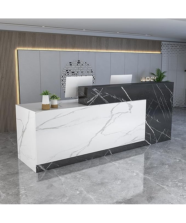 Reception Counter Desk with Lockable Drawers, Modern Retail Counter, Home Office Desk/Table, for Checkout, Office, Beauty Salon, Lobby