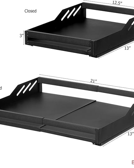 Basicwise Expandable Deep Drawer Organizer Adjustable Pull-Out Cabinet Storage Tray for Kitchen Organization Ideal for Cookware Dinnerware Food Containers Utensils Bakeware & Pantry Essentials, Medium