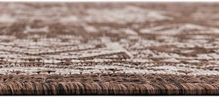 Rugs.com Outdoor Aztec Collection Rug – 9' x 12' Brown Flatweave Rug Perfect for Living Rooms
