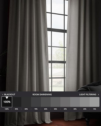 HPD Half Price Drapes Vienna Basic Linen 100% Blackout Curtains for Bedroom 96 Inches Long (2 Panels) - Rod Pocket Curtains & Drapes for Living Room & Windows - 50 X 96, Light Steel Grey