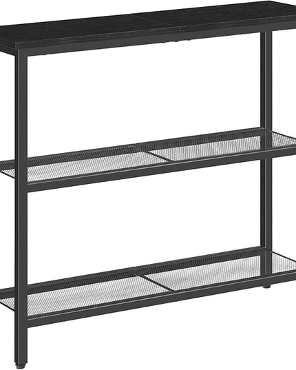 HOOBRO 29.5" Narrow Console Table, 3-Tier Entryway Table, Thin Sofa Table with Shelves, Side Table, Display Table, for Hallway, Entrance, Living Room, Bedroom, Black BB73XG01
