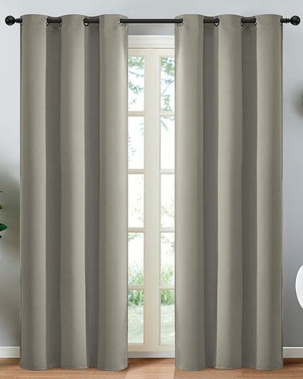 Yakamok Premium Room Darkening Thermal Insulated Curtains for Bedroom/Living Room - Classic Grommet Top (2 Panels, Taupe, 38 Inch by 84 Inch)