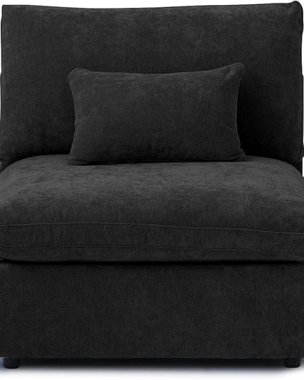 WJShome Modern Middle Module Couch for Living Room, Cushion Covers Removable, Minimalist Comfy Breathable Sofa,Black