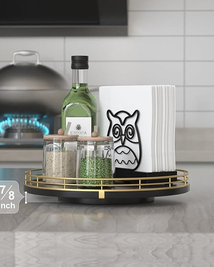 10" Oak Wood Decorative Tray for Home Decor, Tray for Coffee Table Decor Perfume Nightstand Vanity Bathroom Trays for Counter Candle Jewelry Makeup Farmhouse Table Centerpiece for Dining Room Gold