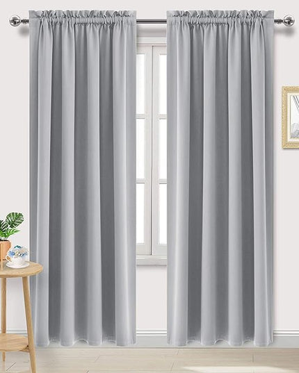 DWCN Silver Grey Blackout Curtains for Bedroom, Thermal Insulated Energy Saving Room Darkening Curtains for Living Room (W60 x L84 inch, Set of 2 Panels, Top of Rod Pocket)