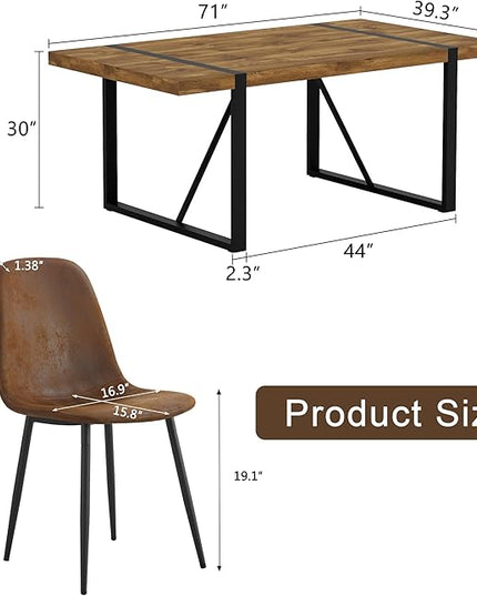 Dining Table Set for 8，Dining Room Table Set for 8，71'' Dark Wood Kitchen Table and Suede Nap Fabic Chairs Set of 8，8 Chair Dining Table Set for Kitchen Dining Room