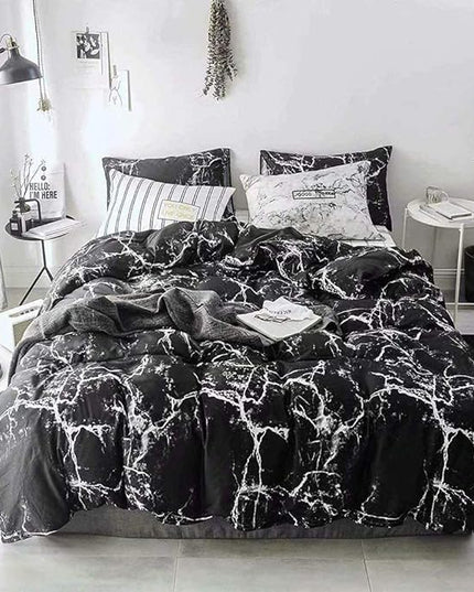 CLOTHKNOW Black White Queen Comforter Set 3Pcs Marble Bedding Comforter Sets Abstract Comforter Queen Men Women Black Queen Size Comforter Sets