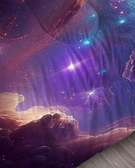 Galaxy Bedding Set Twin Size Blue Purple Outer Space Comforter Sets for Girls Boys Kids Teens Women Starry Glitter Nebula Quilt 1 Comforter + 1 Pillow Case