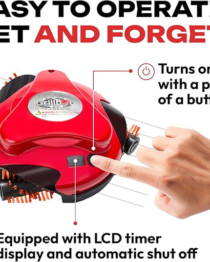 Grillbot Automatic Grill Cleaning Robot with Nylon Brushes, BBQ Grill Cleaner, Grill Brush, Grill Scraper, BBQ Accessories (Red Grillbot)