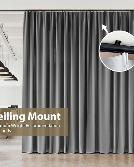 Curtain Tracks Ceiling Wall Mounted Heavy-Duty Curtains Rails Room Divider Curtain Track for Living Room Bedroom Room Shower Divider Black 3ft To 18ft