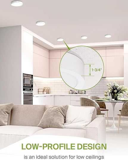 ASD LED 12" Round Flush Mount Ceiling Light Fixture, Low Profile Surface Lighting | 5CCT, Dimmable, Battery Backup, ETL Listed | 24W 2100LM 2700-6000K 120V | Kitchen, Hallway Lamp | White, 12 Pack