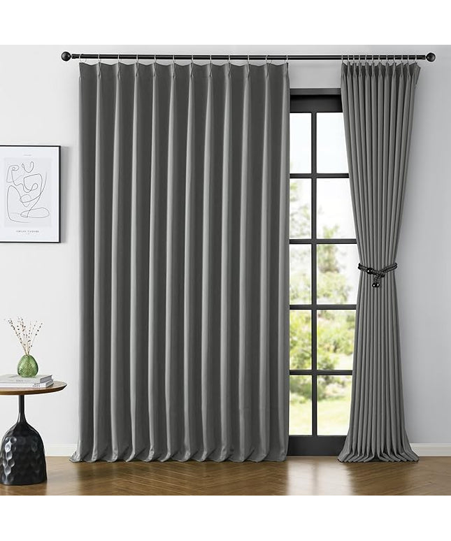 KEQIAOSUOCAI Blackout Sliding Glass Door Curtains 102 Inch Long,Thermal Insulated Black Out Wide Draperies for Bedroom/Living Room 80 x 102 Inch Long 80 x 102