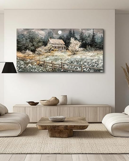 hyidecorart Nature Landscape Wall Paintings Wall Decor For Living Room Bedroom Decorations Rural Artwork Pictures Canvas Wall Art Large Framed for Office Farmhouse Aesthetic Home Decor Ready To Hang