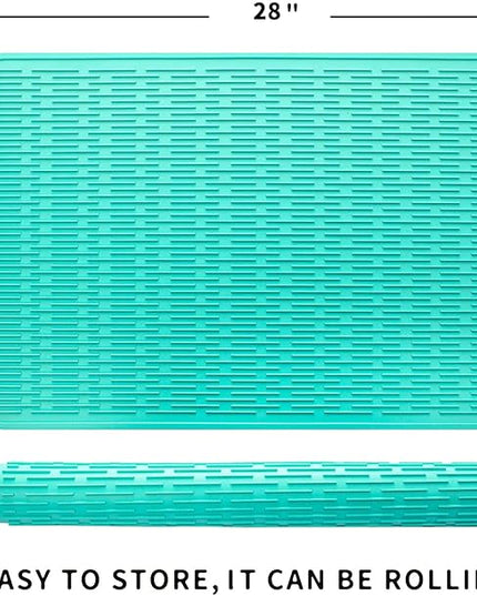 Silicone Dish Drying Mat for Multiple Usage,Easy clean,Eco-friendly,Heat-resistant Silicone Mat for Kitchen Counter or Sink,Refrigerator or Drawer Liner Mint 3XL 28 inches x 18 inches