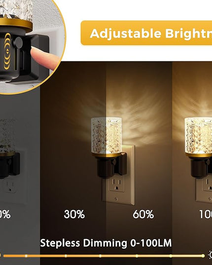 L LOHAS LED Night Light, 2 Pack Dimmable Night Lights Plug into Wall, Automatic Night Lights Plug in with Auto Light Sensor, 0-100LM Adjustable Brightness 3000K Night Light, for Bedroom Hallway Decor