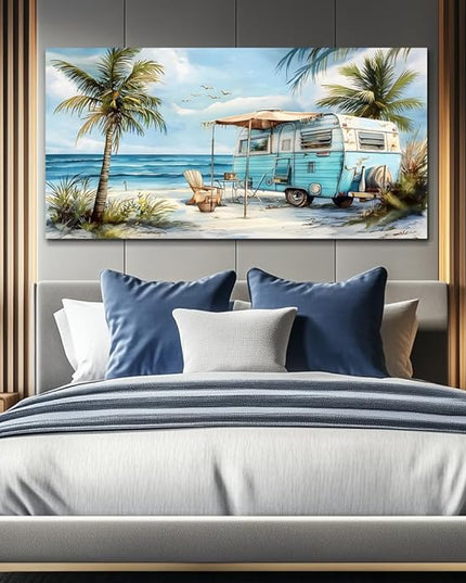 ERQINHUA Large Wall Decor For Living Room Canvas Wall Art For Office Bedroom Aesthetic Marine Beach Landscape Wall Painting Artwork Pictures Modern Beach Posters Ready To Hang Home Decor 30"x60"