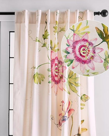 Maison d' Hermine Curtains for Living Room 100% Cotton 108 inch Length One Panel Light Filtering Curtains for Bedroom Windows with Rod and Loop Pockets Drapes (Passion Beige, 50" W x 108" L)
