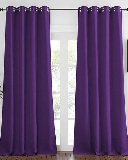 NICETOWN Blackout Window Curtain 90 inch Length - Room Darkening Thermal Insulated Grommet Large Window Treatment Light Blocking for Bedroom/Doorway (Royal Purple, 1 Panel, W52 x L90)
