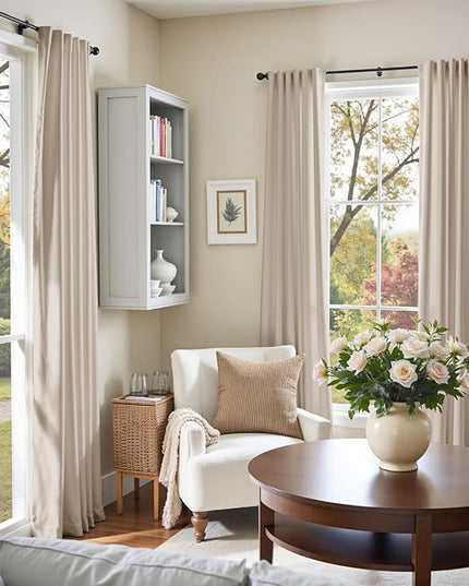 Lazzzy Velvet Blackout Curtains Thermal Insulated Room Window Drapes Super Soft Luxury Curtains for Living Room Bedroom Rod Pocket 2 Panels, Oatmeal, 52" W x 84" L